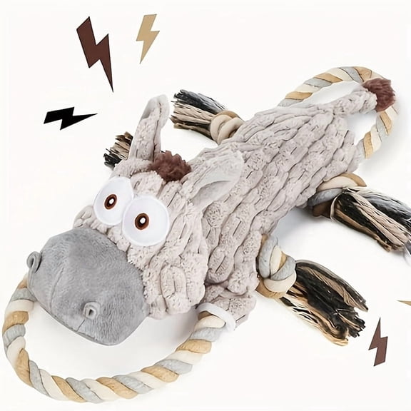 Squeaky Dog Toys for Aggressive Chewers,Interactive Tug of War Puppy Toys with Pull Rope,Tough Plush Pet Dog Chew Toys for Small, Medium Dogs