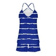 thumbnail image 6 of pstuiky Women Pajama Sets Fashion Striped Print Cami Pajama Sets Summer Loose Fit Crew Neck Sleeveless Sleepwear with Shorts Blue L, 6 of 9
