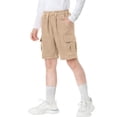 thumbnail image 5 of Boys Khaki Cargo Shorts 3-12 Years, 100% Cotton Breathable Durable Kids Shorts with Elastic Waist Drawstring & Pockets, Active Casual School Outdoor Play Bottoms,Size 11-12 T, 5 of 7