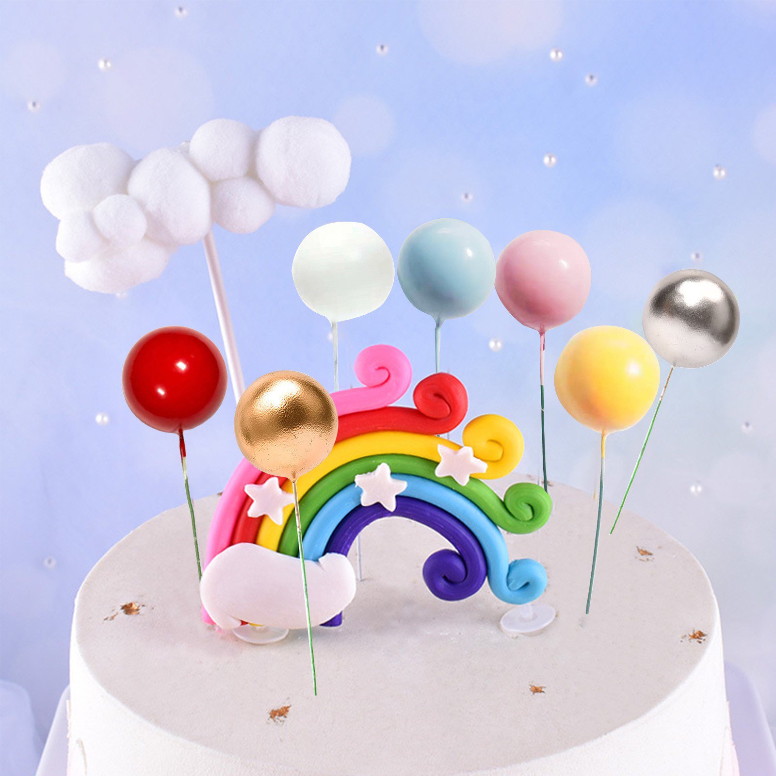 Lot 44 Décorations Anniversaire Happy Birthday - Bannière, Ballons & Décors Gâteau - Fête Festive
