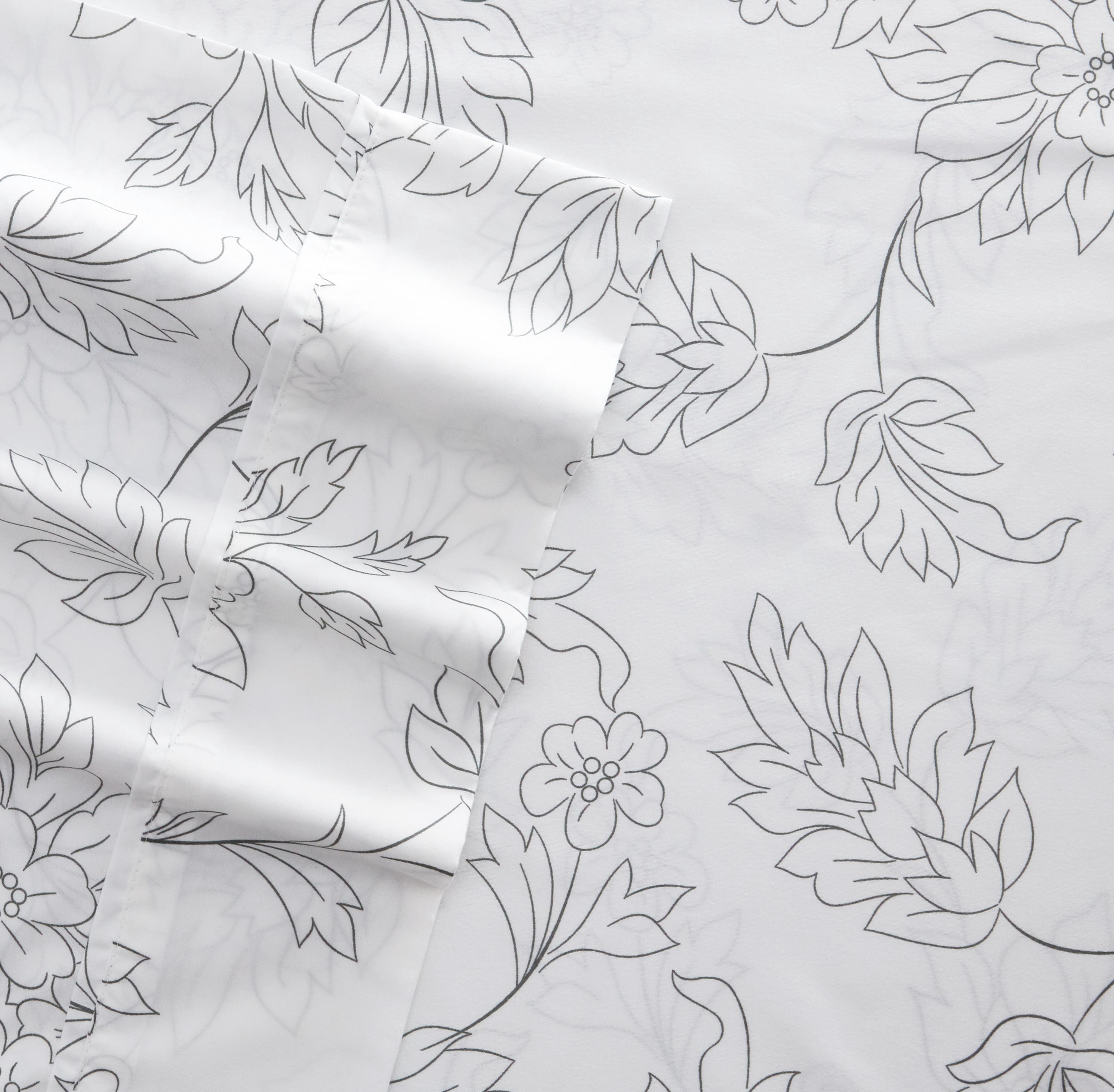 Noble Linens 4 Piece Pattern Microfiber Bed Sheets Set, Gray Vine, California King