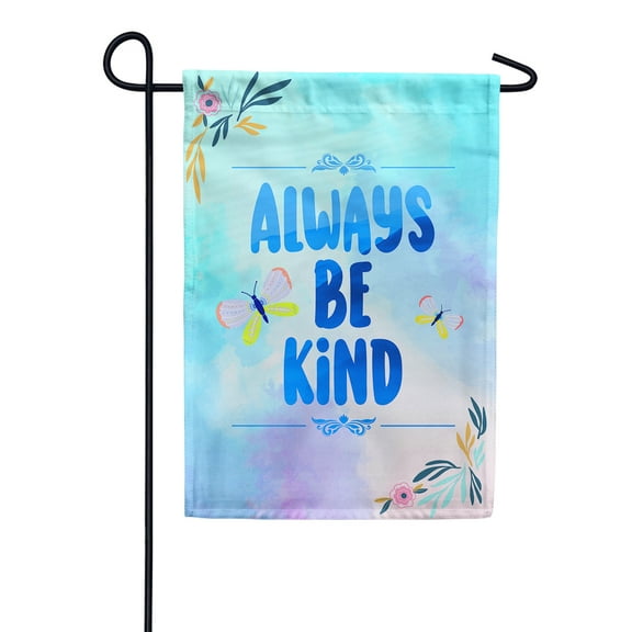 America Forever Always Be Kind Garden Flag 12.5 x 18 inches Inspirational Quote Double Sided Butterfly Floral Spring Summer Seasonal Yard Outdoor Decorative Motivational Garden Flag