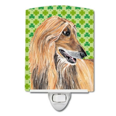 Afghan Hound St. Patricks Day Shamrock Ceramic Night Light
