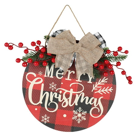 

1 Pc Christmas Bowknot Doorplate Wooden Door Hanging Tag Festival Supplies
