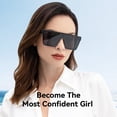 thumbnail image 5 of Gafas de sol cuadradas de gran tamaño Gafas de sol sin montura siamesas para mujeres Hombres Lentes planos Protección UV400 Cuadrado Sin montura, 5 of 5