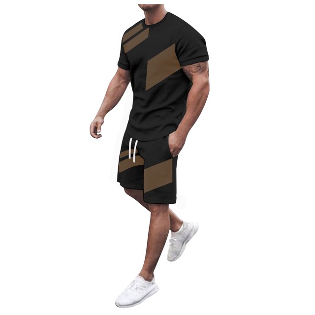 Men's Suits Product Classification Men's 3D Short Sleeve Beach Sports Shorts Set for Activewear and Travel