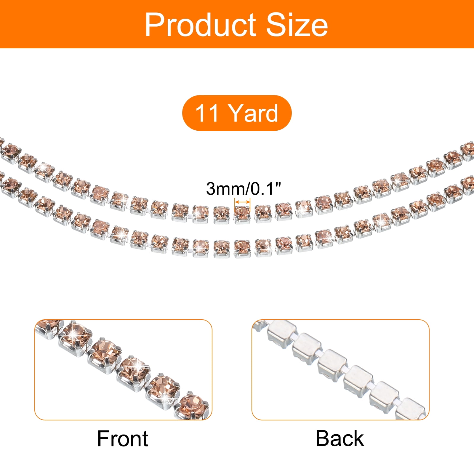 Unique Bargains Elegant Crystal Rhinestone Chain Trim for Craft Projects Beige
