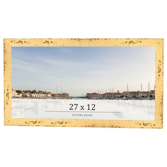27x12 Frame Yellow Real Wood Picture Frame Width 1.25 inches | Interior Frame Depth 0.5 inches |
