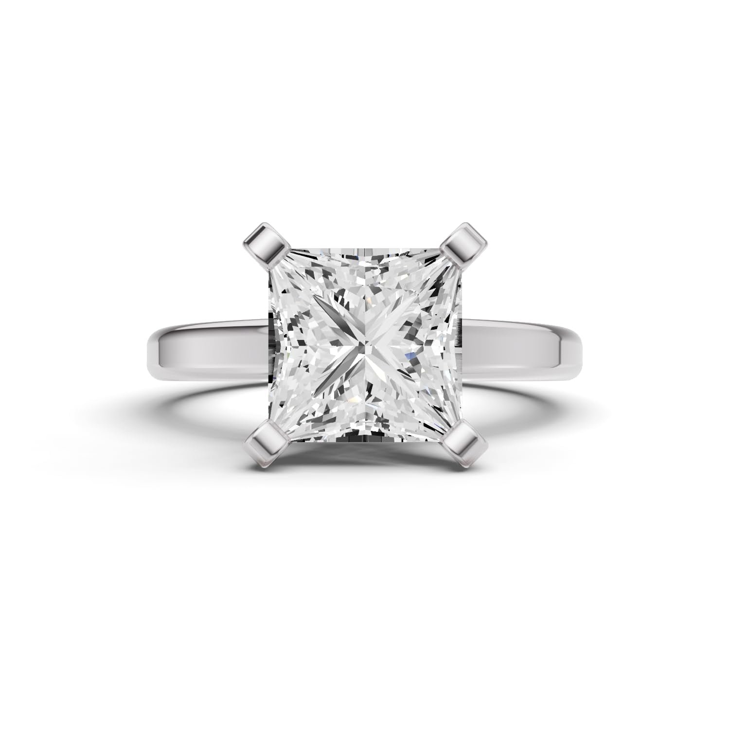 14K White Gold Princess Cut Solitaire Diamond Engagement Ring VS1-VS2 Clarity E-F Color for Women, 1.50 Carat, Size-9