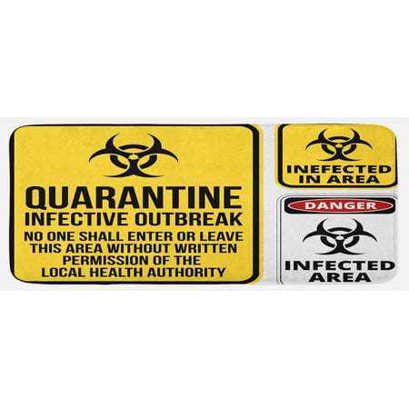 

Zombie Kitchen Mat Danger Caution Signs Quarantine Infective Area Biological Illustration Design Plush Decorative Kitchen Mat with Non Slip Backing 47 X 19 Yellow Red Black by Ambesonne