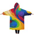thumbnail image 2 of Oversized Wearable Blanket Hoodie,Colorful Tie Dye Wave Sphere Pattern Sherpa Blanket Hoodie with Super Pockets,Super Warm Fuzzy Pullover for Women & Men, 2 of 6
