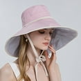 thumbnail image 4 of MESSUEN Sun Visor Hat Beach Hats for Women Wide Brim Hats for Women Outdoor Sun Hat All Tethered Double Sided Large Brimmed Sun Hat Bucket Hats for Woman Floppy Sun Hats for Women Pink One Size, 4 of 6