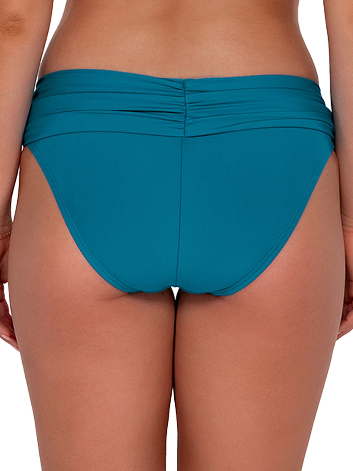Sunsets Unforgettable Mid-Rise Scrunch Back Hipster Bottom - Teal, Moderate Coverage