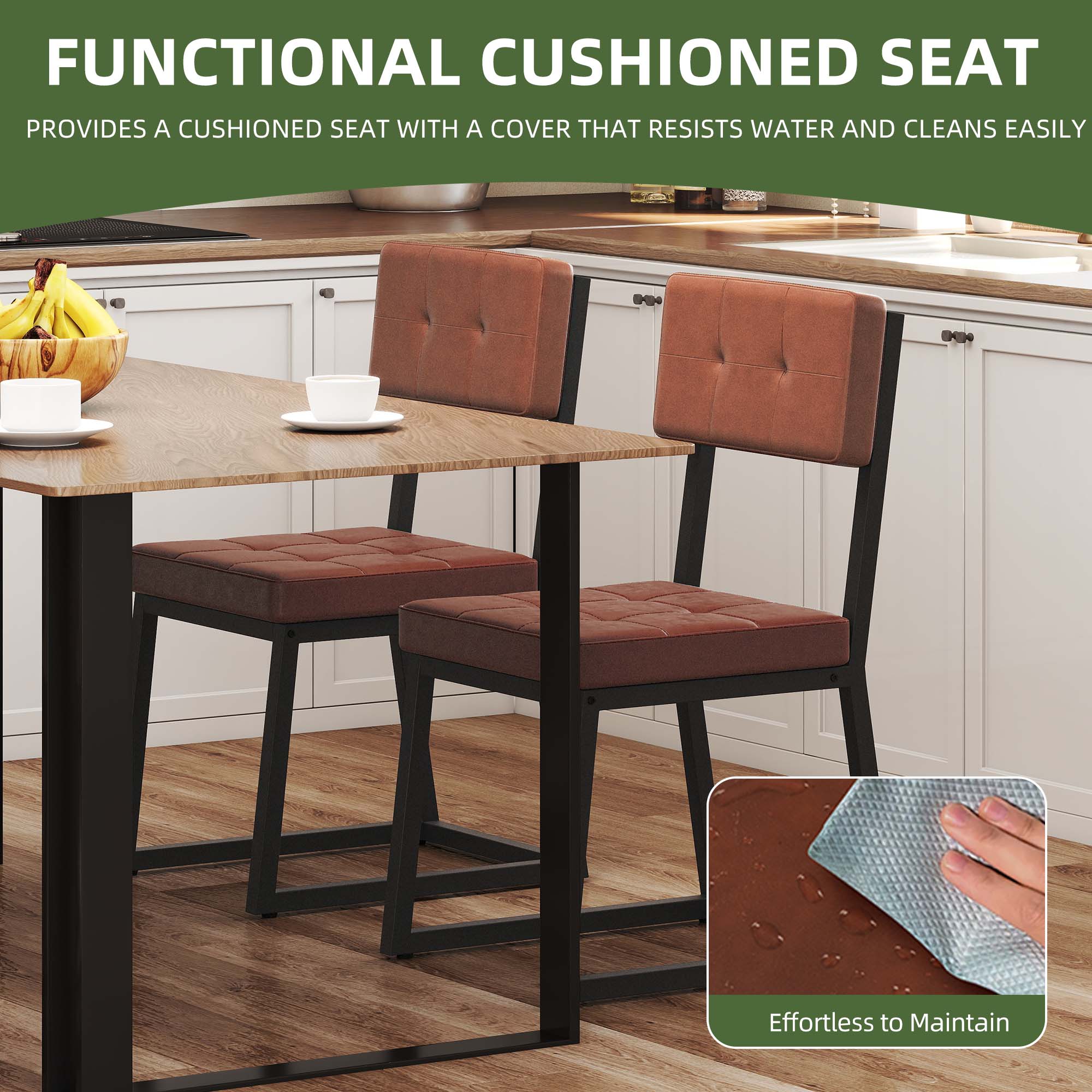 Uforic Dining Chairs Set of 4, Upholstered Modern Kitchen Chair with Metal Frame for Dining Living