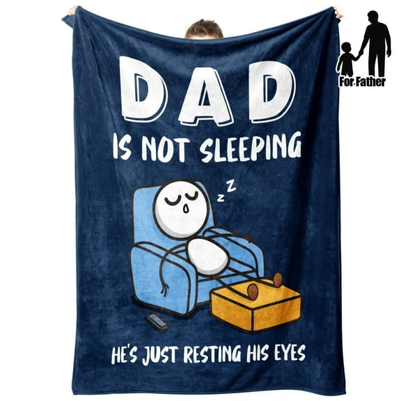 Funny Dad Sleeping Throw Blanket "Dad is Not Sleeping He'S Just Resting His Eyes" Soft Flannel All Season Couch Office Blanket Birthday Father'S Day Birthday Gift Dad