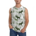 thumbnail image 3 of Uemuo green plaid Moose tree Pattern Men's Sleeveless T-Shirt,Muscle Athletic Tank Top, Moisture-wicking Quick-dry Breathable Classic Tee Top for Gym Run Outdoor Sports-, 3 of 8