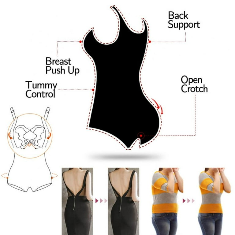 Corset Body Shaper Waist Trainer Shape-wear Butt Lifter Chest Full Slip  Strappy-Backed,black,L