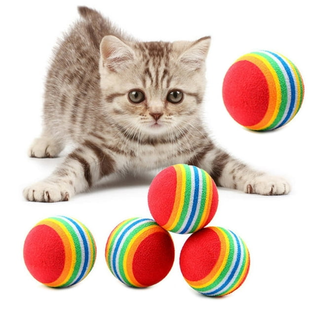 Dsseng Tennis Ball 10Pcs Pet Kitten Scratch Foam Training Ball Funny Interactive Toy