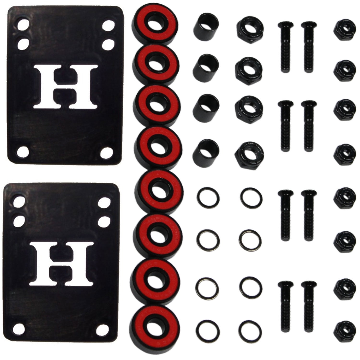 Skateboard Hardware Refresh Kit Abec 5 Bearings, Risers, 1" Hardware