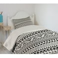 thumbnail image 2 of Ambesonne Geometric Quilted Coverlet 2 Pcs, Aztec Inspired Shapes, Twin Size, Charcoal Grey White, 2 of 5