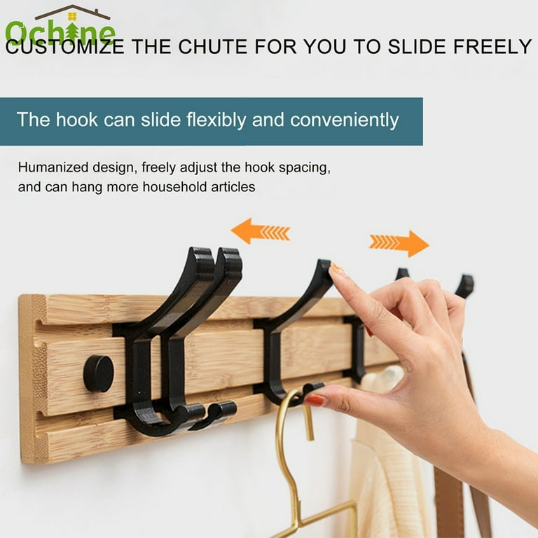Ochine Heavy Duty Coat Hooks Hanger Sliding Hooks Wall mounted Coat Rack for Hanging Clothes