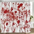 thumbnail image 3 of Halloween Shower Curtain with Bloody Hands for Halloween Decorations Theme Decor Props Bathroom Horror Bath Curtain 72"x72", 3 of 7