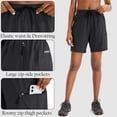 thumbnail image 4 of Pantalones cortos cargo SANTINY para mujer, de secado rápido, ligeros, para mujer, viajes, golf atlético, con bolsillos con cremallera (Black_L), 4 of 7