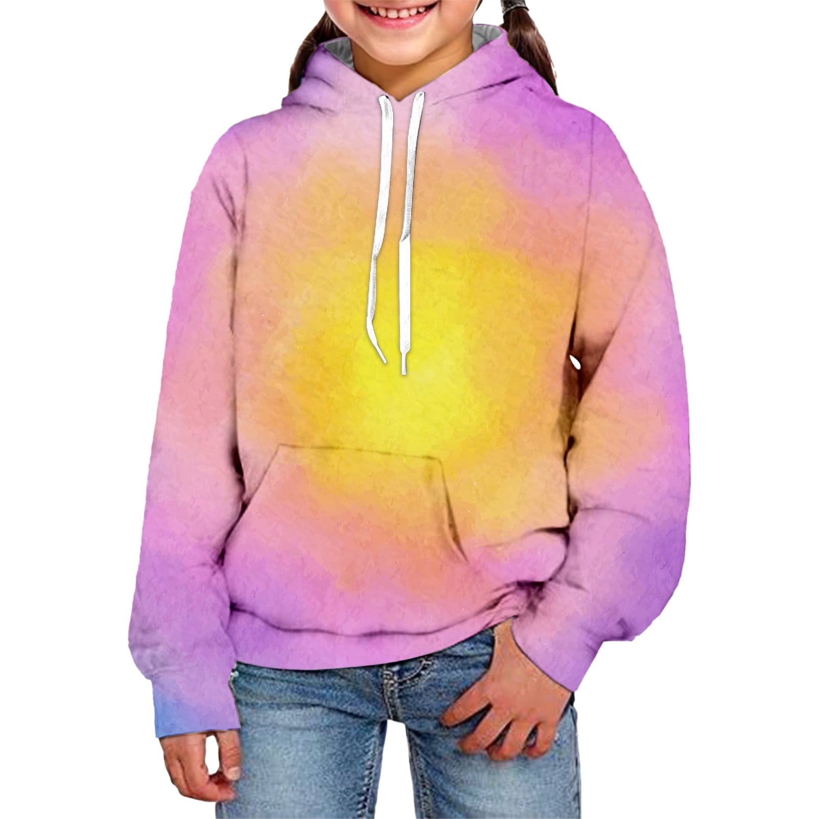 nsendm Girls Childrenscostume Big Kid Clothes Snipes Pullover Hoodie New 3d Visual Digital Printed Children s Hoodie Tie Dye Printed Children s Hoodie
