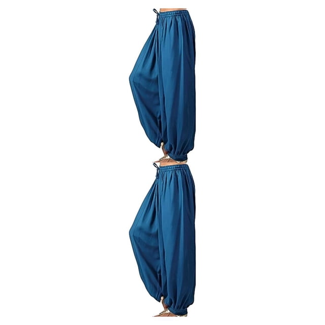 Sonducket Pantalón de pierna ancha para mujer Pantalones deportivos Jogging Yoga Danza Niñas Ropa de playa Pantalón de farol Pantalones de Azul oscuro XXL 2Conjunto