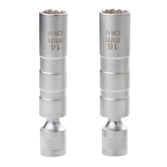 TOP! 2pcs 14mm 16mm Magnet Spark Plug Removal Tool Wrench Sleeve 3/8inch 12-Point Swivel Candle Key Socket Kit S