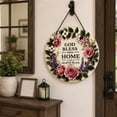 thumbnail image 5 of Front Door Welcome Sign, Farmhouse Home Decor, Vintage Floral Wall Art, Christian Home Decor, 16 Inch Diameter Round Rustic Floral Hanging Plaque for Home Wall and Outdoor Porch, 5 of 6