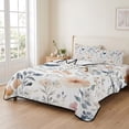 thumbnail image 2 of King Quilt Set 96''x106'', Watercolor Flower Lightweight Bedspread Coverlet Set with 2 Pillow Shams, Spring Farm Leaf Country Retro Plant Breathable All Season Quilt Bedding for Bedroom/Guest Room, 2 of 9