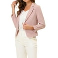 thumbnail image 5 of INSPIRE CHIC Women's Blazer Open Front Wear-to-Work Summer Crop Suit Jacket 3XL Pink-Solid, 5 of 7