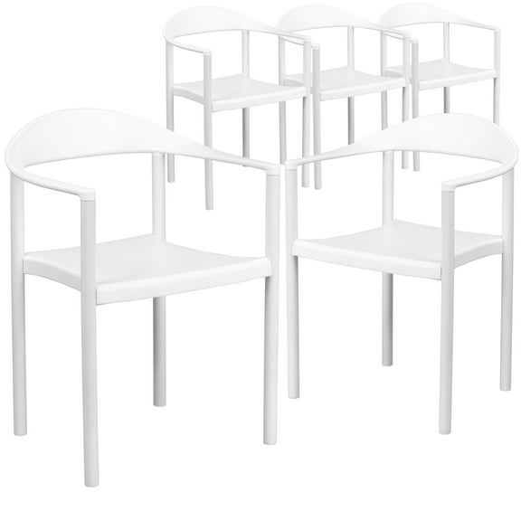 Flash Furniture 5 Pack HERCULES Series 1000 lb. Capacity White Plastic Cafe Stack Chair
