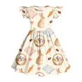 thumbnail image 3 of Mitankcoo Easter Dresses for Girls Cute Print Crew Neck Flutter Sleeve A-Line Dress Daily Fashion Wear 3-14Y, 3 of 7