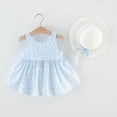 thumbnail image 4 of LoyisViDion Baby Girls Dress Clearance Toddler Baby Kids Girls Suspenders Floral Princess Dress Hat Clothes Outfits Light blue 1-2 Years, 4 of 7