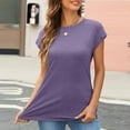 thumbnail image 4 of Womens Crewneck Cap Sleeve T Shirts Banded Bottom Top Loose Fit Short Sleeves Casual Basic Tops, 4 of 9