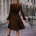 thumbnail image 4 of Green Dress, Women'S 2025 Casual V Neck Long Sleeve Velvet Dress For Wedding Guest & Beach Party Dresses Bride Black Formal Women Elegant Christmas Dress Fall Dress Work (XL, Brown) ZMTing, 4 of 4