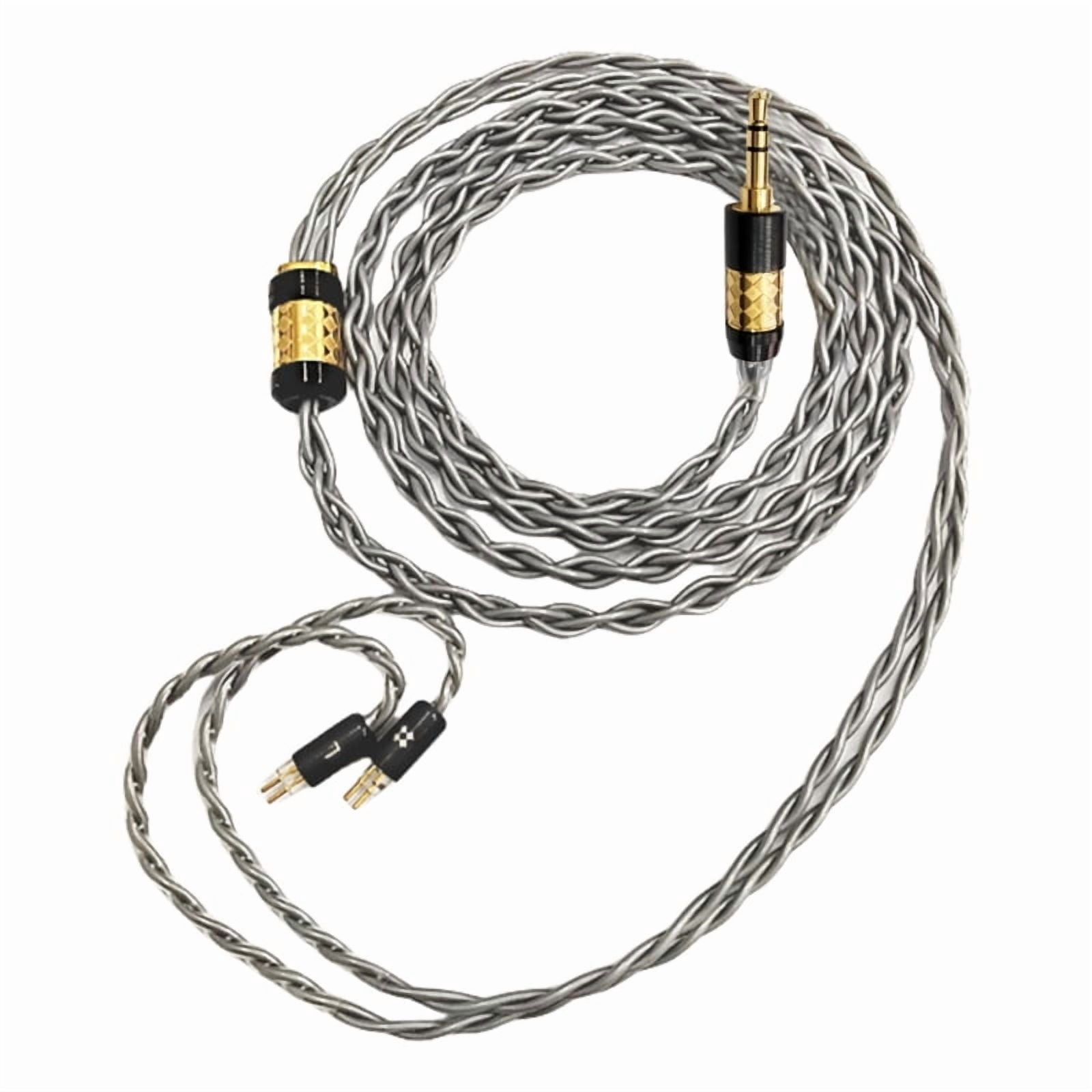 8 Core Upgrade Earphone Cable 0.78mm 2 Pin TRS Silver Plated Copper for Enhanced Audio Quality and Durability