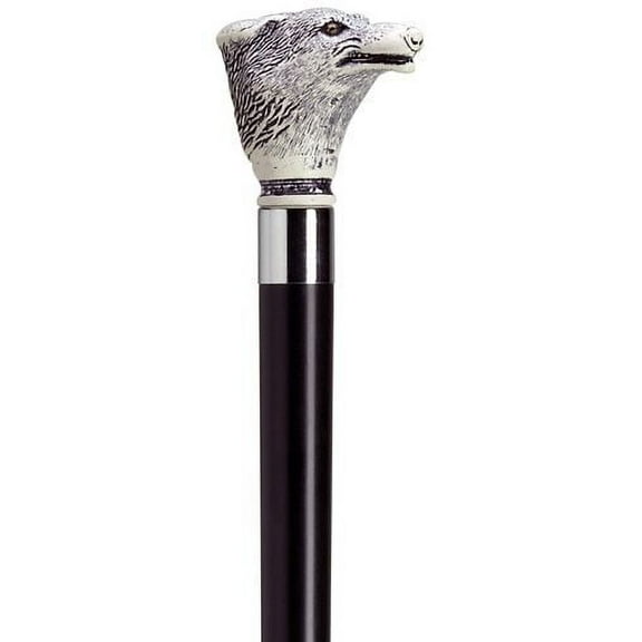 Walking Cane Scrimshaw Unisex Fox Head Cane Black Shaft