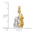thumbnail image 2 of 10mm 14k Two-tone Gold Cat With Silhouette Pendant Necklace 2-d and High Polish White And Yellow Cat Pendant for Women, 2 of 2