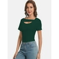 thumbnail image 6 of Womens Summer Short Sleeve T Shirts Knit Slim Fit One Piece Cutout Scoop Neck Going Out Date Night Tops, 6 of 6