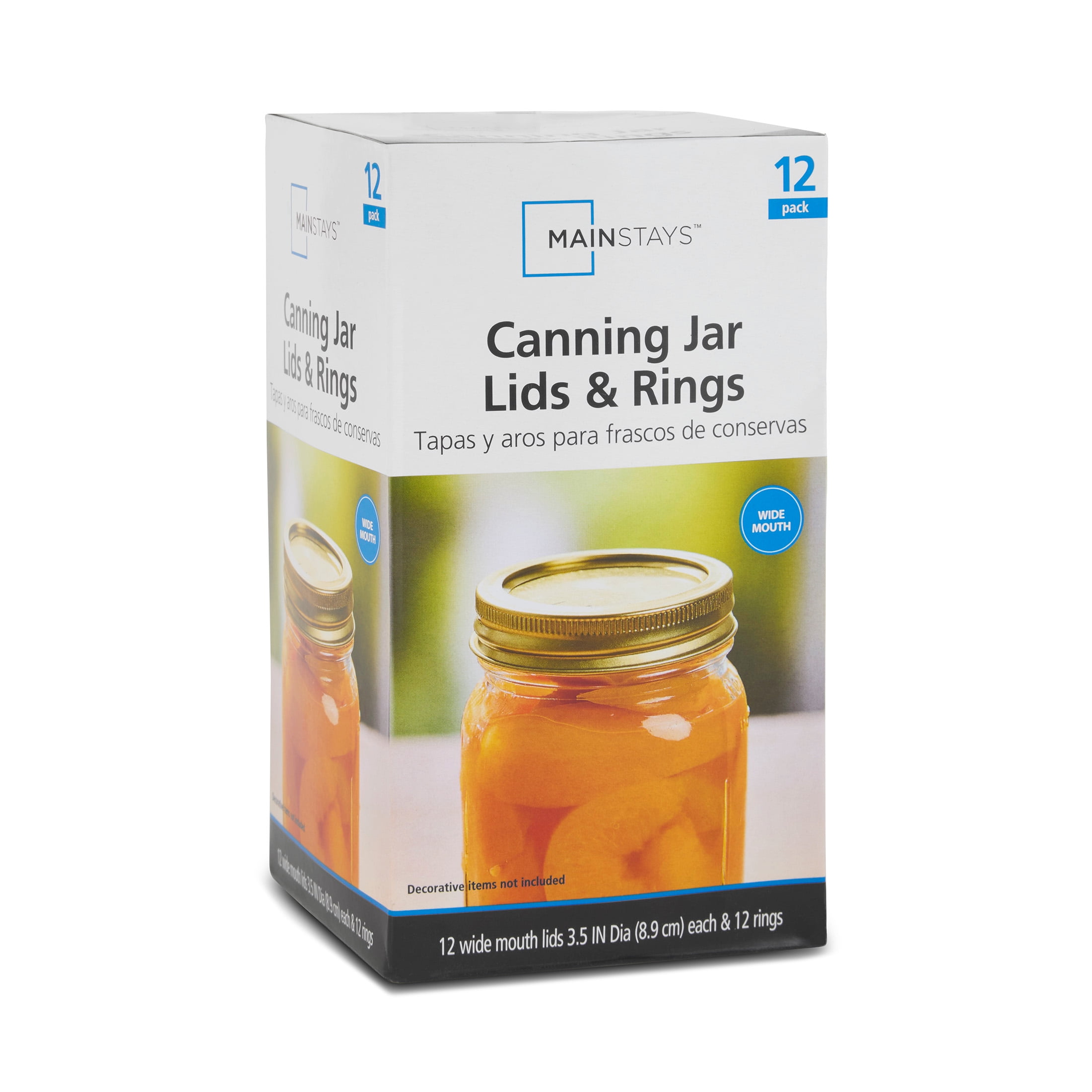 (3 pack) Mainstays 12-Pack Canning Jar Lids and Rings - Wide Mouth, Two-Piece Wide Mouth Mason Jar Lids with Bands for Canning and Preserving, Fits All Brands Wide Mouth Mason Jars