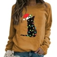 thumbnail image 5 of Womens Long Sleeve Christmas Hoodies Cat Print Hooded Sweatshirt Xmas Holiday Casual Fall Pullover Sweater Winter Clothes, 5 of 5