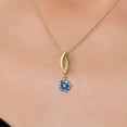 thumbnail image 3 of Gem Stone King 10K Yellow Gold Persian Blue Moissanite and Lab Grown Diamond Pendant Necklace for Women | 1.03 Cttw | Gemstone Birthstone | Round 6.5MM | With 18 inch Chain, 3 of 6