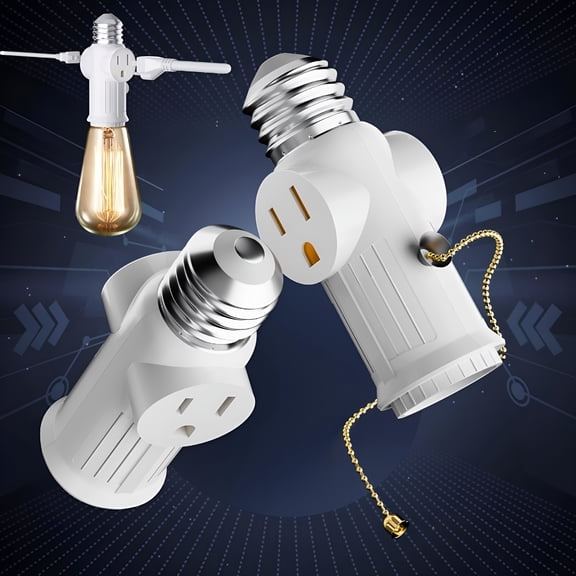 HIBIBUD Light Socket to Plug Adapter 2-Pack, E26/E27 Bulb Outlet Converter