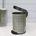 thumbnail image 2 of nu steel Laser Cut Pewter Step Garbage Trash Can & Toilet Brush Holder with Lid: 5 liter/1.32 gal for the Kitchen, Bathroom, Bedroom, Patio, RV STP-TBH-03-PWT, 2 of 7