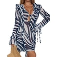 thumbnail image 2 of Fortune Robes en Maille à Volants pour Femmes Imprimé Zèbre Mini Robe de Plage Bandage Robe Transparente, 2 of 9