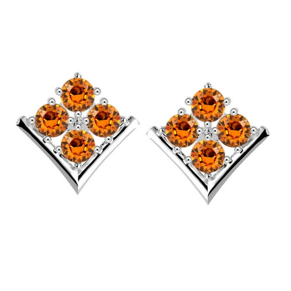 Swarovski Boucles d'Oreilles en Topaze, Clous en Laiton Plaqué Argent pour Femmes