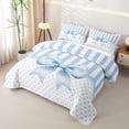 thumbnail image 3 of Erosebridal Blue Coquette Bowknot Kids Twin Quilt Set,Geometric Striped Polka Dots Twin Coverlet Set For Girl,2 Pieces, 3 of 7